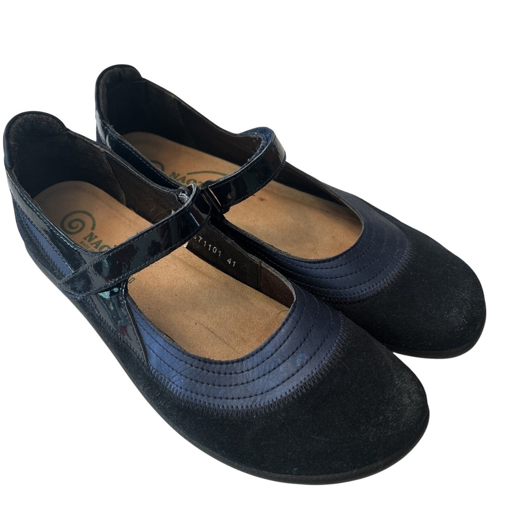 Naot 41 US 10 Kirei Black Suede Loafers Round Toe Mary Jane's Comfort Shoes